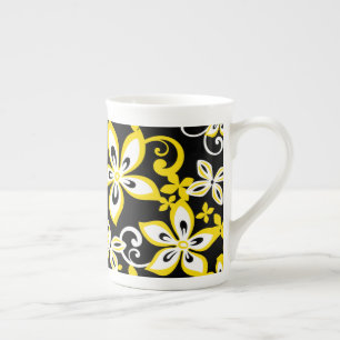 ALOHA HAWAII (SCHWARZ/GELB) KNOCHENCHINA TASSE