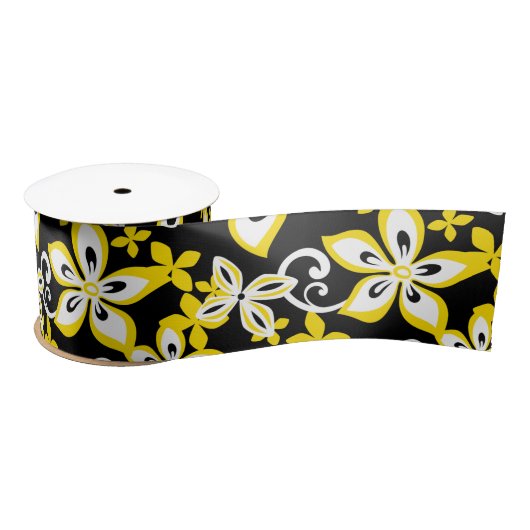 ALOHA HAWAII (SCHWARZ/GELB) SATIN RIBBON SATINBAND (Spule)
