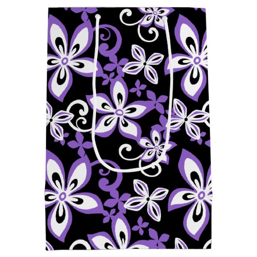 ALOHA HAWAII (SCHWARZ/LILA) Geschenktasche Mittlere Geschenktüte (Rückseite)