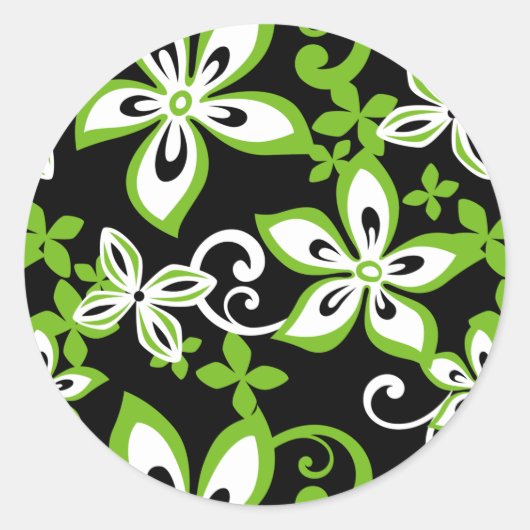 ALOHA HAWAII (SCHWARZ/LIMON) CLASSIC ROUND STICKER (Vorderseite)