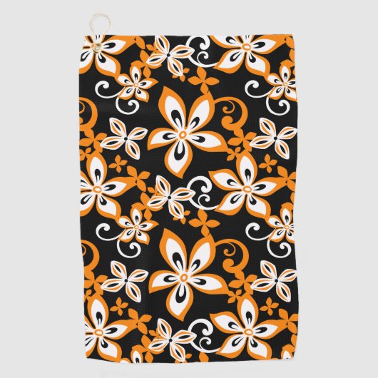 ALOHA HAWAII (SCHWARZ/ORANGE) GOLFHANDTUCH (Vorderseite)