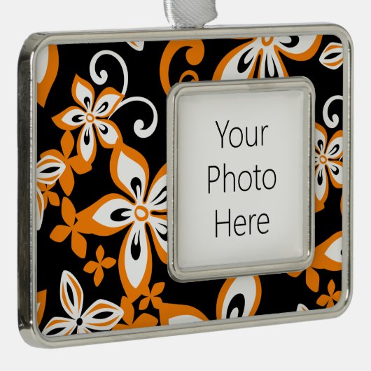 ALOHA HAWAII (SCHWARZ/ORANGE) Rahmen-Ornament SILBER (Rechts)