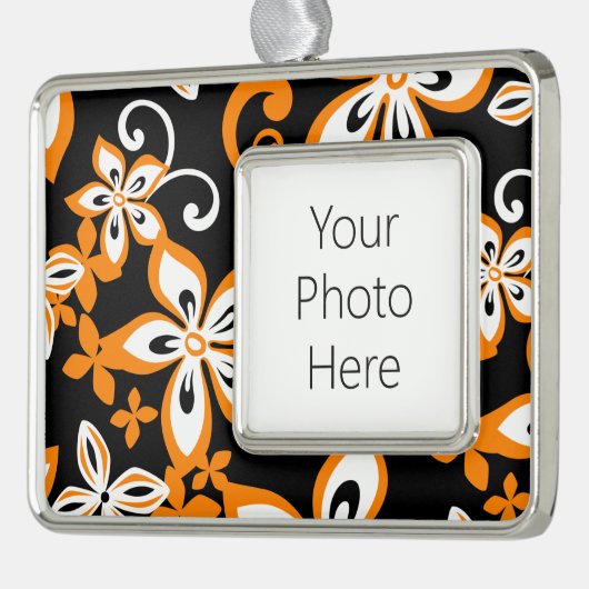 ALOHA HAWAII (SCHWARZ/ORANGE) Rahmen-Ornament SILBER (Links)