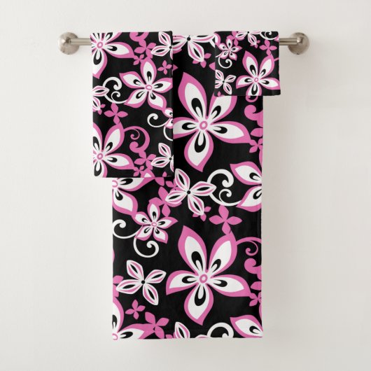 ALOHA HAWAII (SCHWARZ/PINK) BAD TOWEL SET (Insitu)