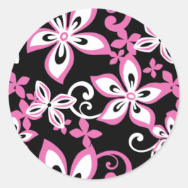 ALOHA HAWAII (SCHWARZ/PINK) CLASSIC ROUND STICKER