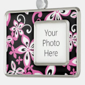 ALOHA HAWAII (SCHWARZ/PINK) Rahmen-Ornament SILBER (Links)