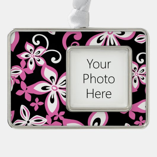 ALOHA HAWAII (SCHWARZ/PINK) Rahmen-Ornament SILBER (Vorderseite)