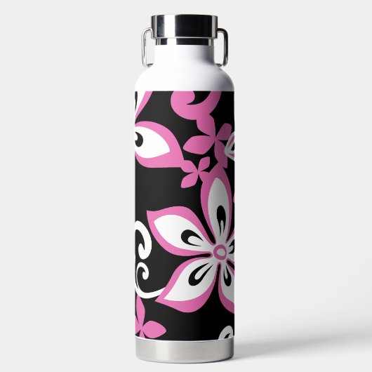 ALOHA HAWAII (SCHWARZ/PINK) WASSERFLASCHE TRINKFLASCHE (Vorderseite)