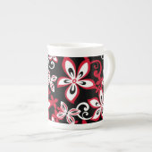 ALOHA HAWAII (SCHWARZ/ROT) KNOCHENCHINA TASSE (Vorderseite Rechts)