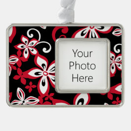 ALOHA HAWAII (SCHWARZ/ROT) Rahmen-Ornament SILBER