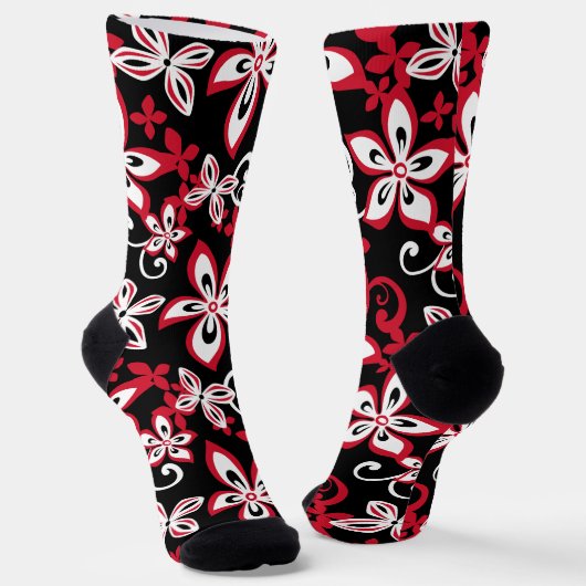 ALOHA HAWAII (SCHWARZ/ROT) SOCKS SOCKEN (Gewinkelt)
