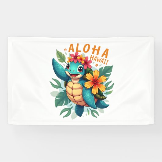 Aloha Hawaii Sea Turtle Girl Women (Hawaiisch-Shir Banner (Horizontal)