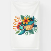 Aloha Hawaii Sea Turtle Girl Women (Hawaiisch-Shir Banner (Vertikal)