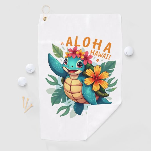 Aloha Hawaii Sea Turtle Girl Women (Hawaiisch-Shir Golfhandtuch (Insitu)
