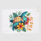 Aloha Hawaii Sea Turtle Girl Women (Hawaiisch-Shir Golfhandtuch (Horizontal)