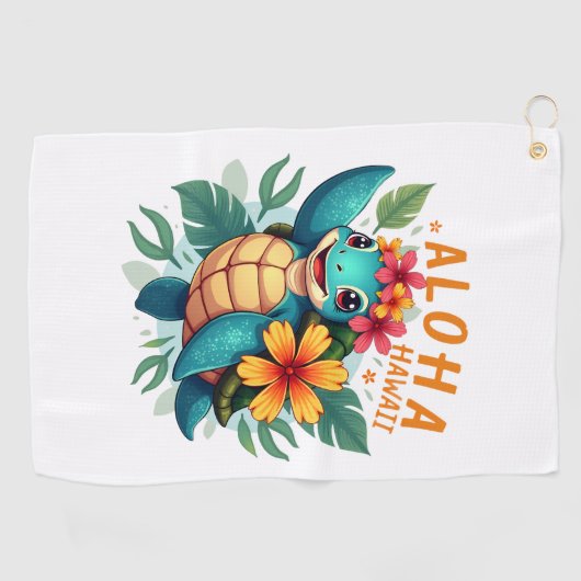 Aloha Hawaii Sea Turtle Girl Women (Hawaiisch-Shir Golfhandtuch (Horizontal)