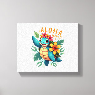 Aloha Hawaii Sea Turtle Girl Women (Hawaiisch-Shir Leinwanddruck