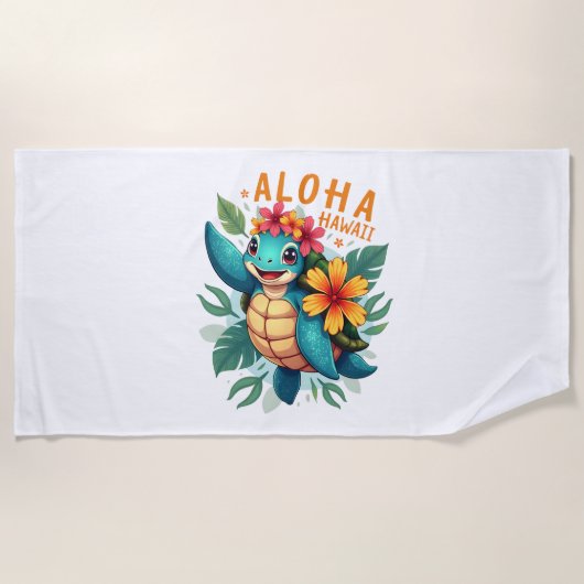 Aloha Hawaii Sea Turtle Girl Women (Hawaiisch-Shir Strandtuch (Vorderseite)
