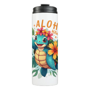 Aloha Hawaii Sea Turtle Girl Women (Hawaiisch-Shir Thermosbecher