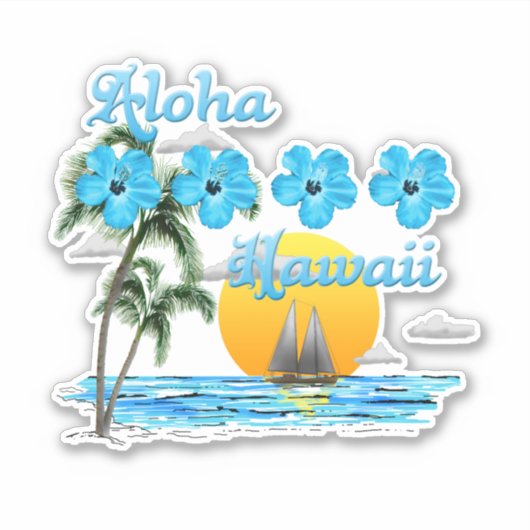Aloha Hawaii Segeln Sunset Aufkleber (Vorderseite)