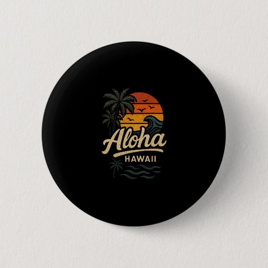 Aloha Hawaii Strand Sommer Surfen 70er Retro Button (Vorderseite)
