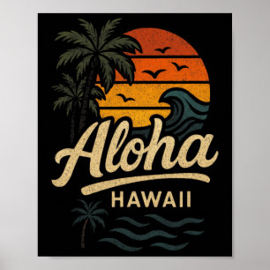 Aloha Hawaii Strand Sommer Surfen 70er Retro Poster