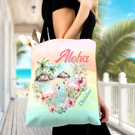 Aloha Hawaii Summer Flamingo Name Beach Tropical Tasche