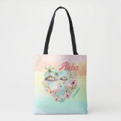Aloha Hawaii Summer Flamingo Name Beach Tropical Tasche (Vorderseite)