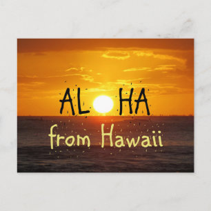 Aloha Hawaii Sunset Ocean 2 Postkarte
