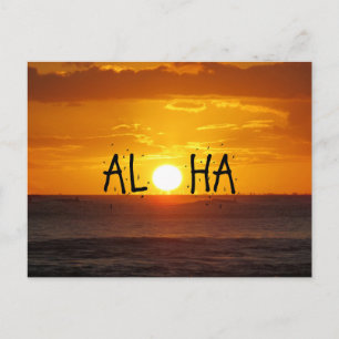 Aloha Hawaii Sunset Ocean Postkarte