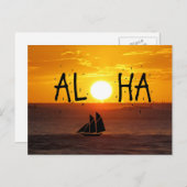 Aloha Hawaii Sunset Ocean Sailboat Postkarte (Vorne/Hinten)