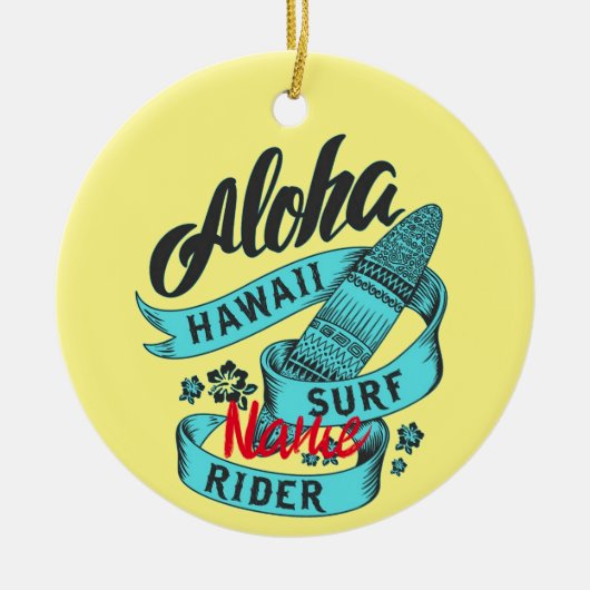 Aloha Hawaii Surf Rider Thunder_Cove Keramik Ornament (Vorne)