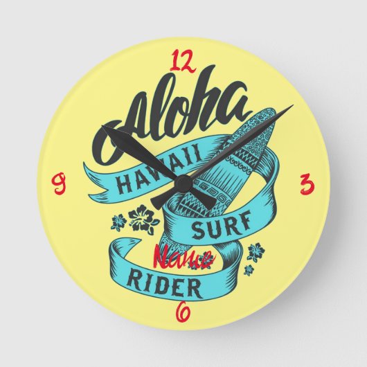 Aloha Hawaii Surf Rider Thunder_Cove Runde Wanduhr (Vorderseite)