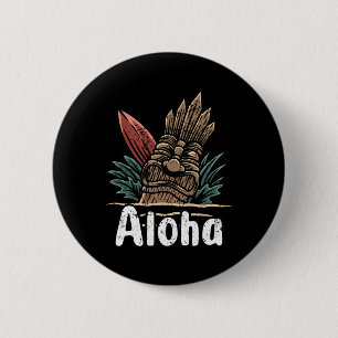 Aloha Hawaii Surfen Retro Sonnenuntergang  Button