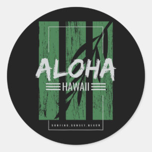 Aloha Hawaii Surfen Sunset Beach Runder Aufkleber