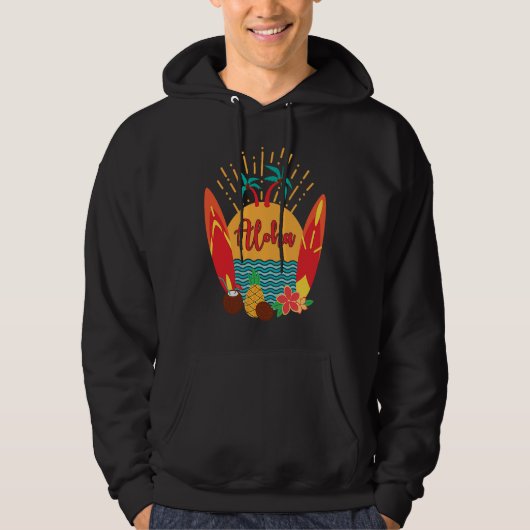 Aloha Hawaii Surfer Pacific Sea Beach Honolulu Mau Hoodie (Vorderseite)