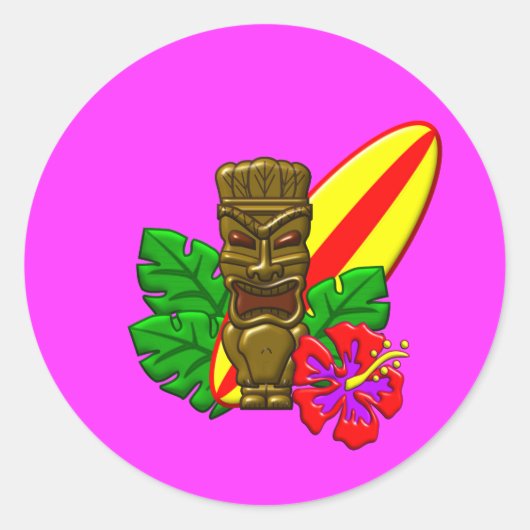 Aloha Hawaii Surfer Runder Aufkleber (Vorderseite)