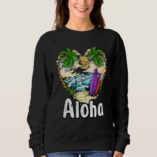 Aloha Hawaii Surfing Retro Sunset 25 Sweatshirt (Vorderseite)