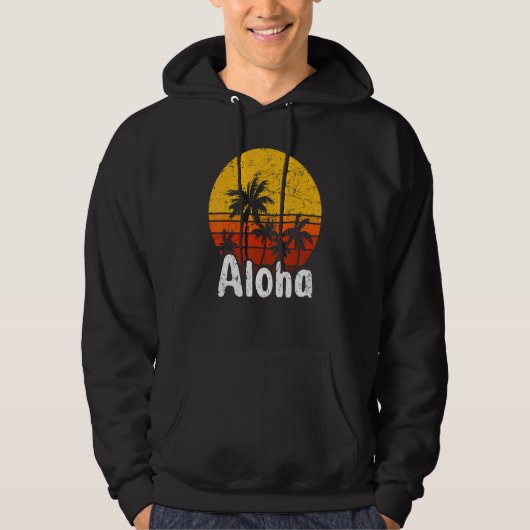 Aloha Hawaii Surfing Retro Sunset 53 Hoodie (Vorderseite)