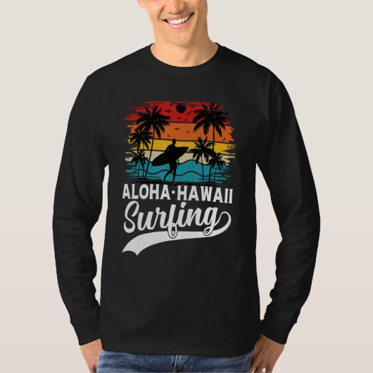 Aloha Hawaii Surfing Summer Vacation Beach Wave Su T-Shirt (Vorderseite)