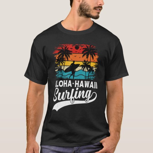 Aloha Hawaii Surfing Summer Vacation Beach Wave Su T-Shirt (Vorderseite)