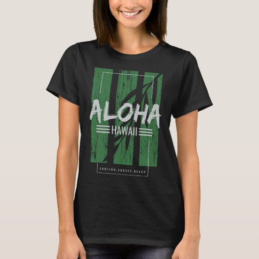 Aloha Hawaii Surfing Sunset Beach T-Shirt (Vorderseite)