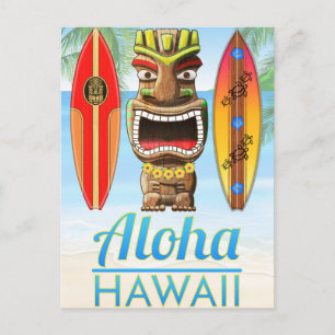 Aloha Hawaii Tiki Statue Postkarte