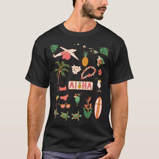 Aloha Hawaii Travel Graphics T-Shirt (Vorderseite)