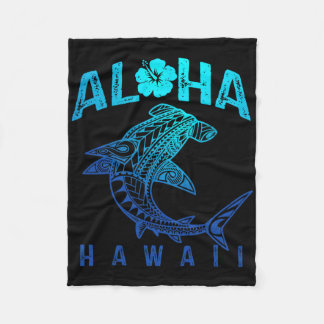 Aloha Hawaii Tril Shark Polynesian Hawaiian Beach Fleecedecke