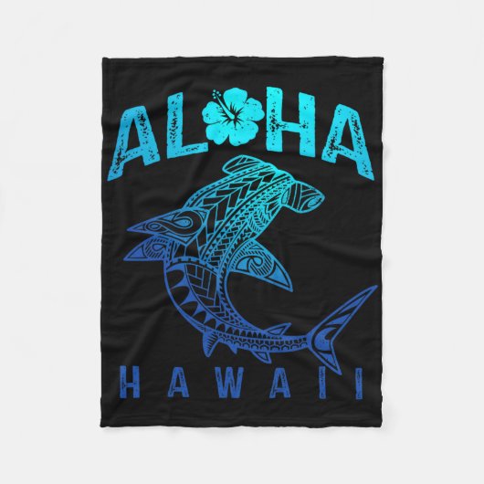 Aloha Hawaii Tril Shark Polynesian Hawaiian Beach  Fleecedecke (Vorderseite)