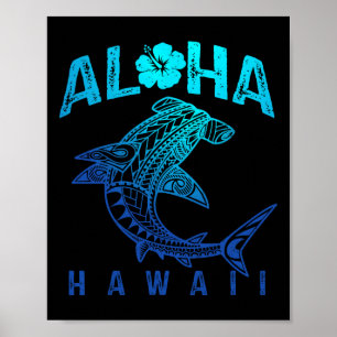 Aloha Hawaii Tril Shark Polynesisch Hawaiian Stran Poster