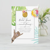 Aloha Hawaii Tropical Beach Brautparty Einladung (Stehend Vorderseite)