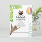 Aloha Hawaii Tropical Beach Graduation Party Einladung (Stehend Vorderseite)