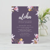 Aloha Hawaii Tropical Blume Beach Wedding Einladung (Stehend Vorderseite)